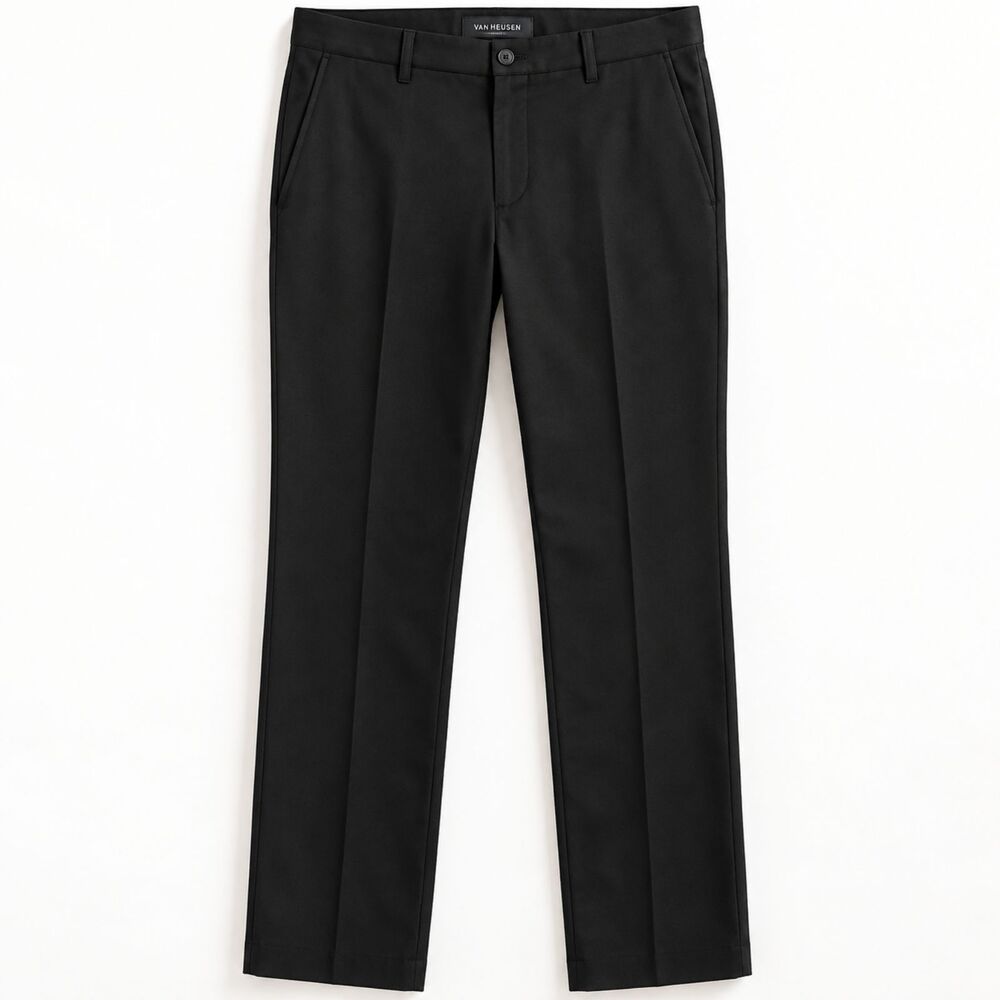 Men's Black Slim Straight Dress Pants 32x31 Stretch Business Casual Trousers